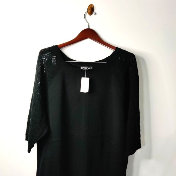 Lane Bryant Knit Black Lace Sleeve Black Women 22/24 Pullover Ethereal Lagum NWT - Picture 2 of 10